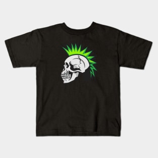 Vintage Skull with Green Mohawk Kids T-Shirt